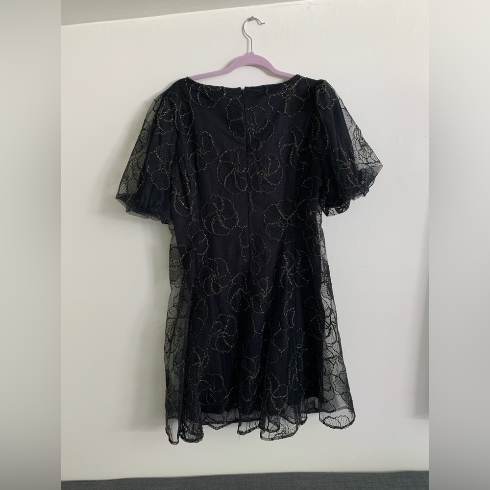 DKNY Black and Gold Embroidered Floral Mini Dress - Picture 3 of 4